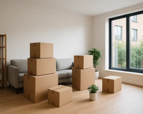 Packed moving boxes ready for a house move with MDL Removals